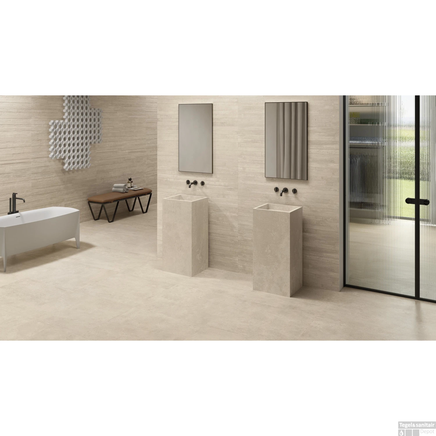 Wandtegel Vtwonen Raw Casa Decor 3D 80x160 Cm Sand Beige (Doosinhoud: 2,56 M2) - Afbeelding 2