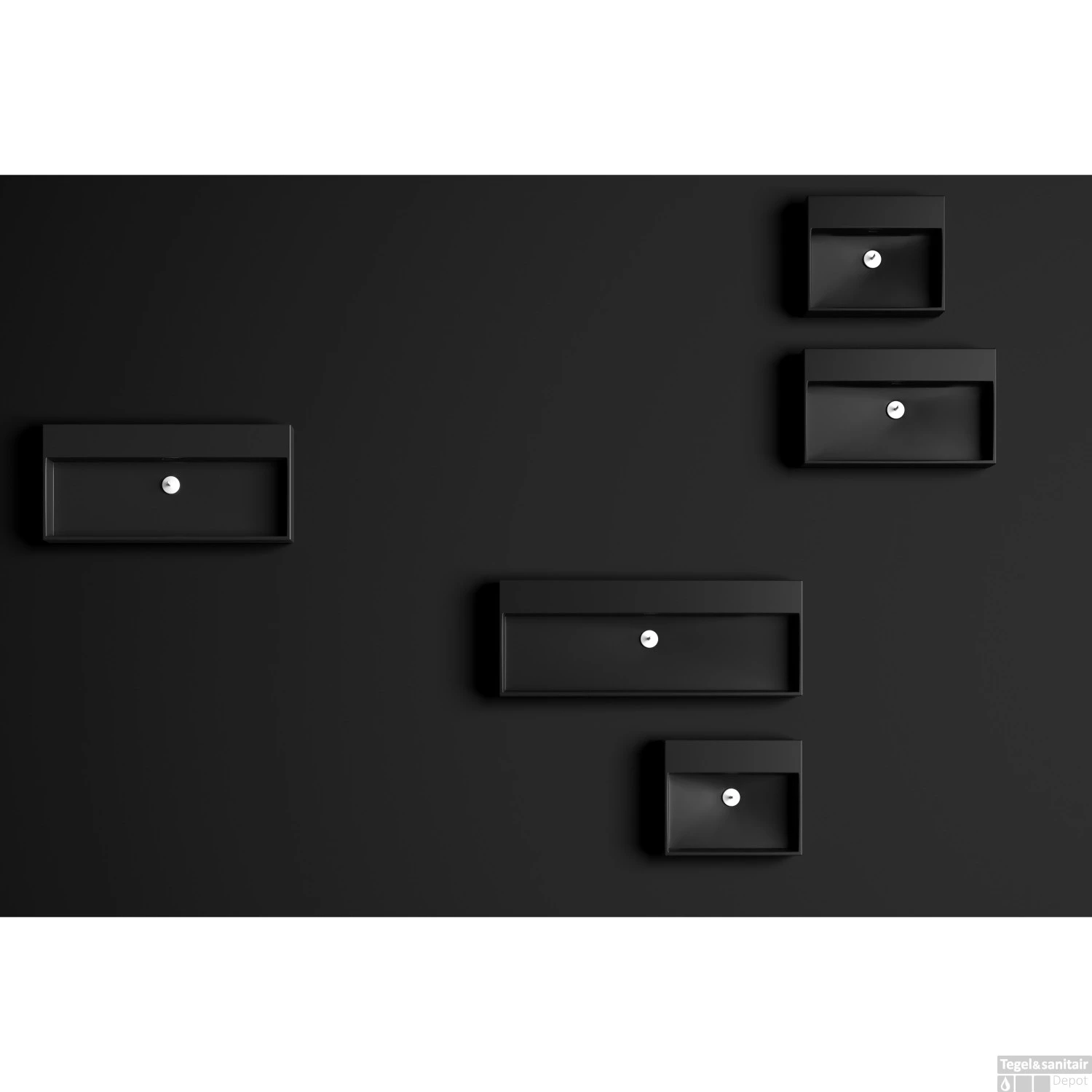 Wastafel Clou Wash Me 90x42x8 Cm Keramiek Mat Zwart 7 Wastafel Clou Wash Me 90x42x8 Cm Keramiek Mat Zwart - Afbeelding 5