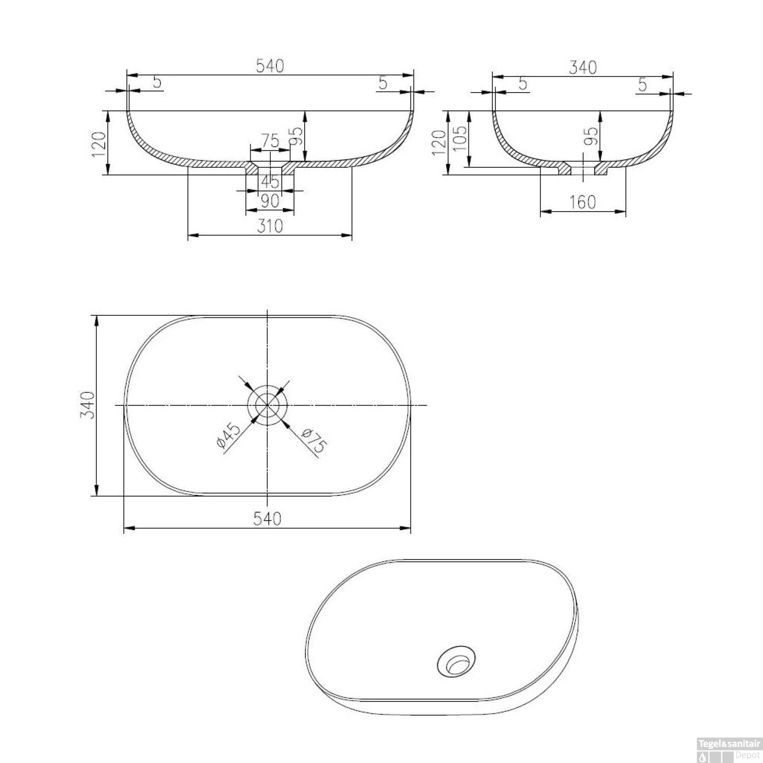 Waskom Best Design Opbouw 54x34x12 Cm Resin Transparant Helder 4 Waskom Best Design Opbouw 54x34x12 Cm Resin Transparant Helder - Afbeelding 2