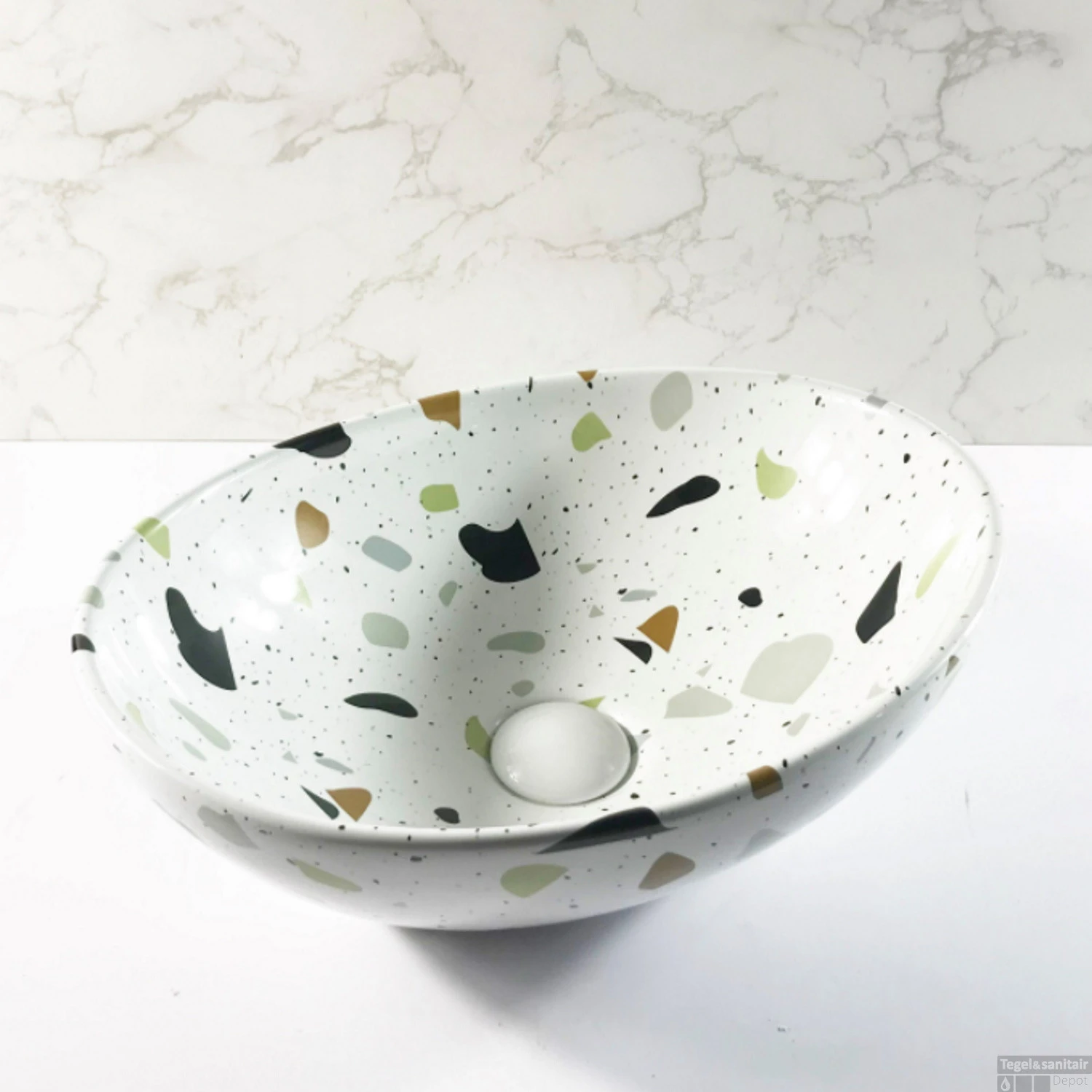 Waskom Boss & Wessing Queen Ovaal 40x33 Cm Terrazzo 4 Waskom Boss & Wessing Queen Ovaal 40x33 Cm Terrazzo - Afbeelding 2