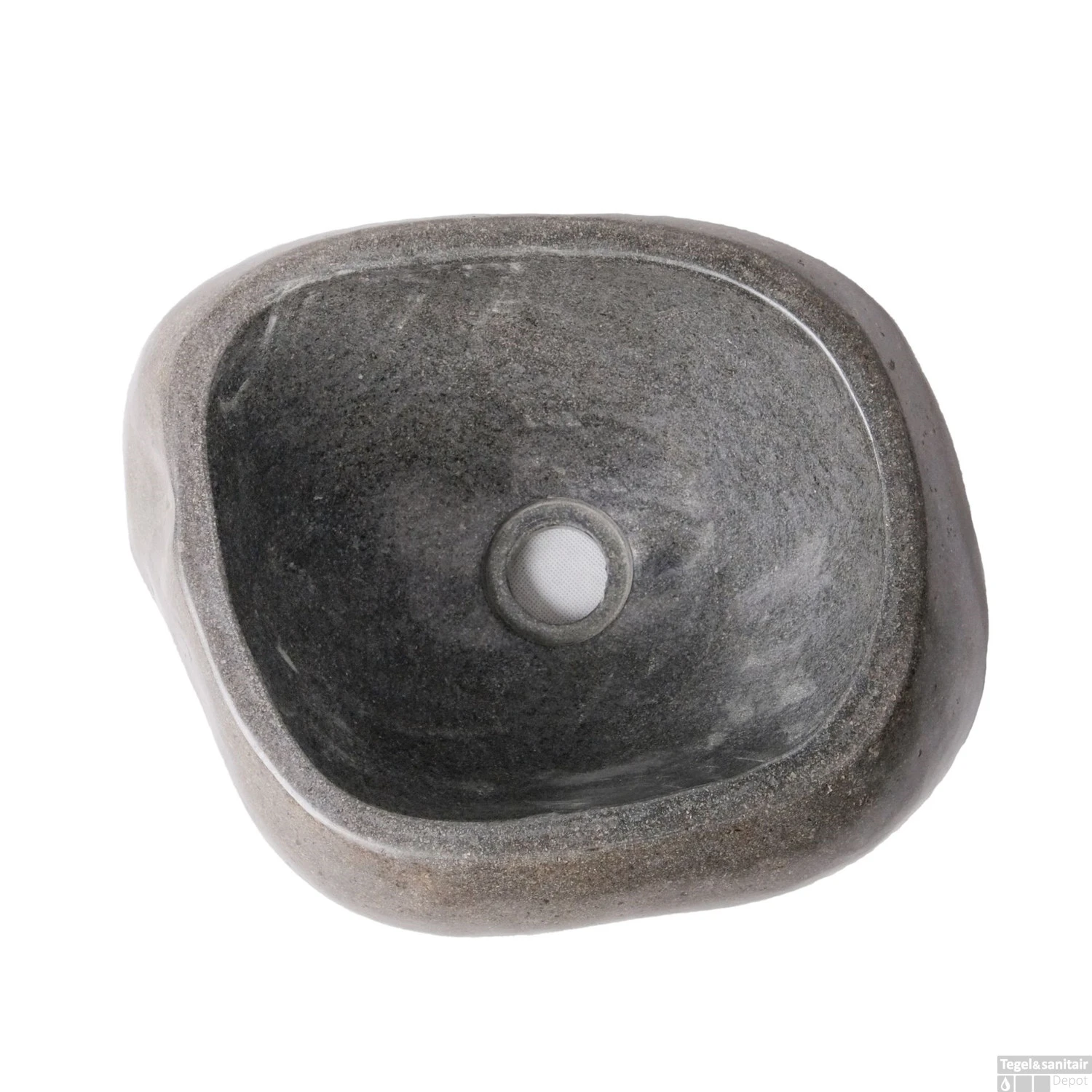 Waskom BWS Stone Rond 30-35x15x1,5 Cm Gepolijst Riviersteen Grijs 6 Waskom BWS Stone Rond 30-35x15x1,5 Cm Gepolijst Riviersteen Grijs - Afbeelding 4