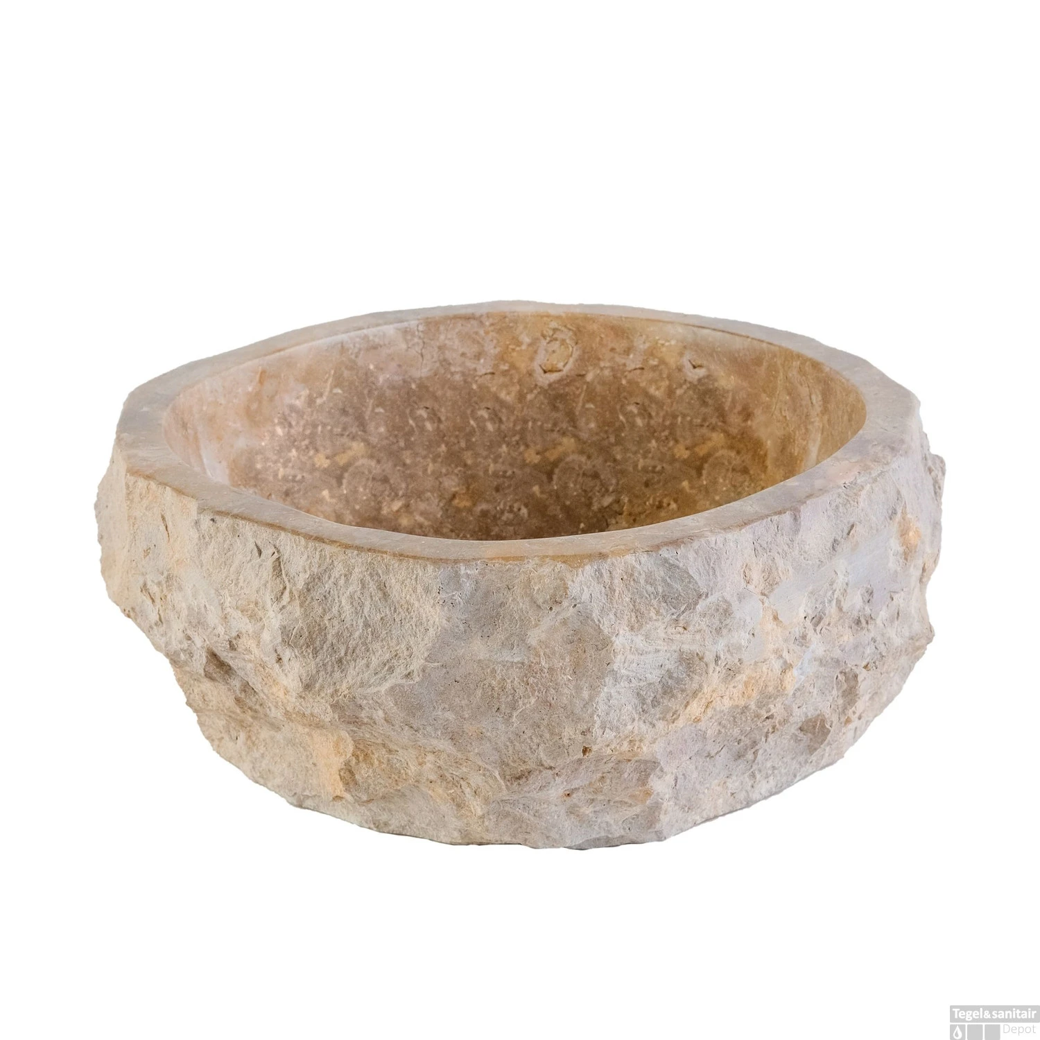 Waskom BWS Stone Rond 35x35x15 Cm Met Gepolijste Binnenzijde Natuursteen Creme 5 Waskom BWS Stone Rond 35x35x15 Cm Met Gepolijste Binnenzijde Natuursteen Creme - Afbeelding 3