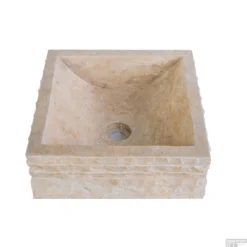 Waskom BWS Stone Vierkant 40x40x15 Cm Natuursteen Creme -Goedkope Stijl Baden Winkel waskom bws stone vierkant 40x40x15 cm natuursteen creme sfeer