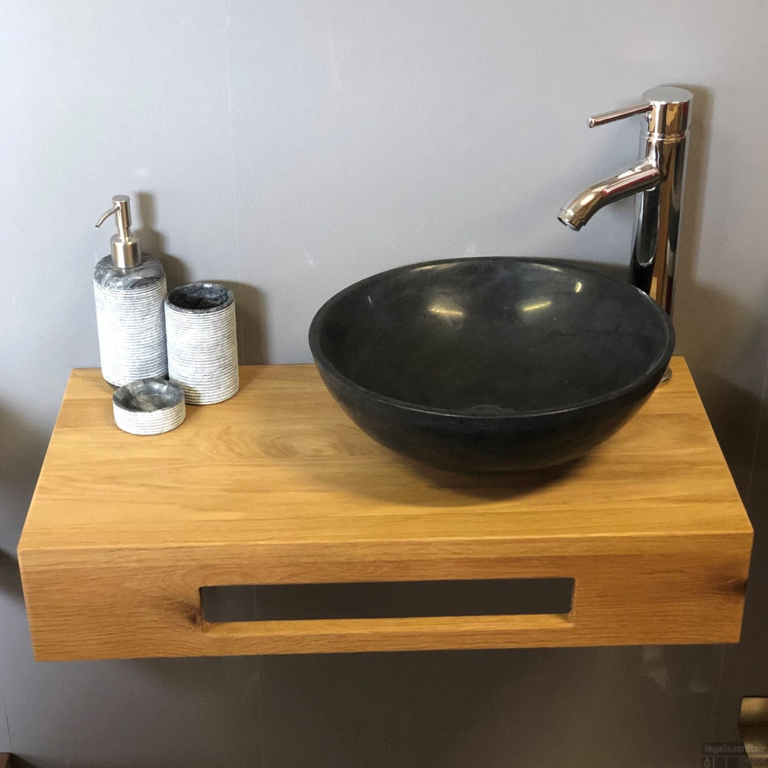 Waskom Casajoy Rond Graniet 32x11cm Zwart 3 Waskom Casajoy Rond Graniet 32x11cm Zwart