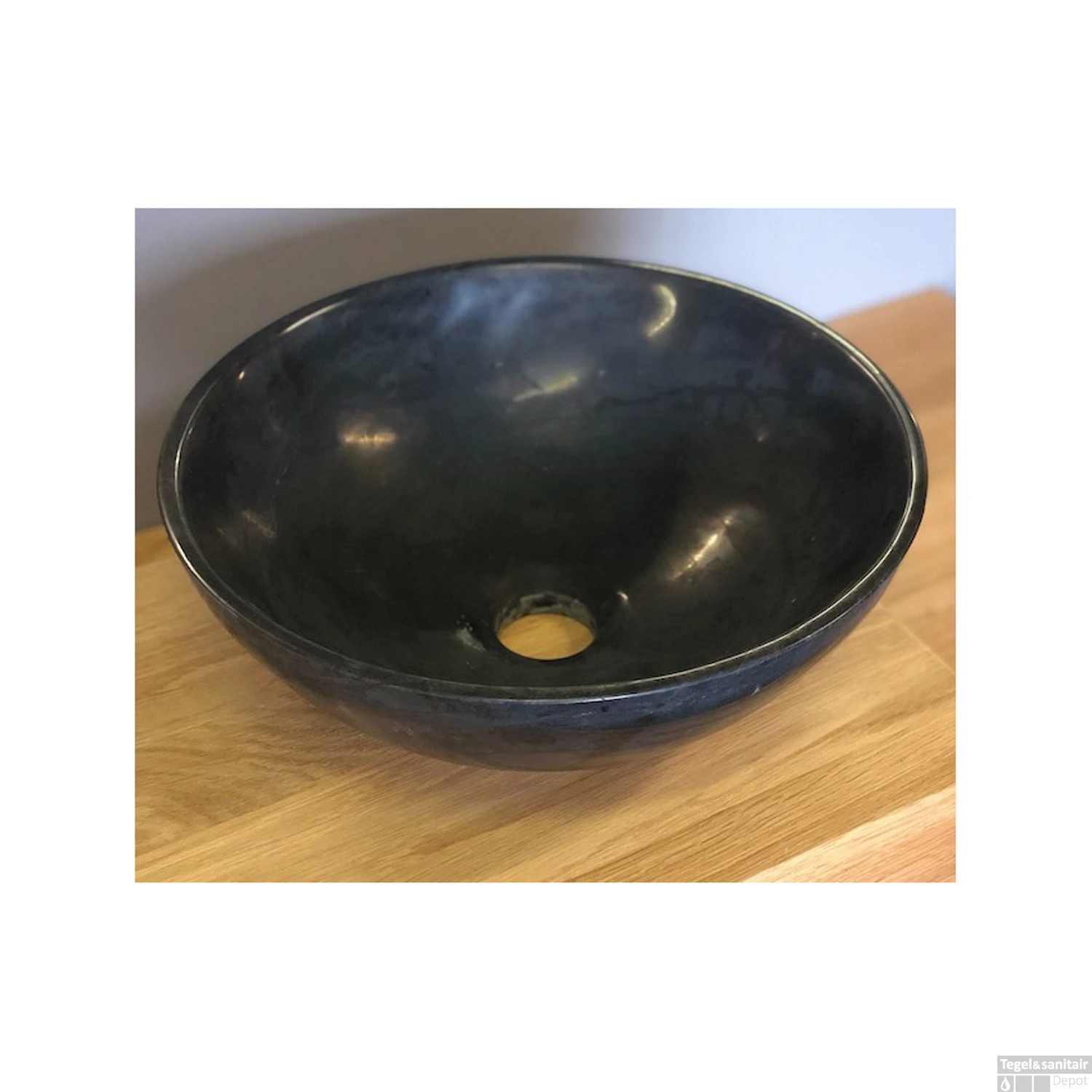 Waskom Casajoy Rond Graniet 32x11cm Zwart 4 Waskom Casajoy Rond Graniet 32x11cm Zwart - Afbeelding 2