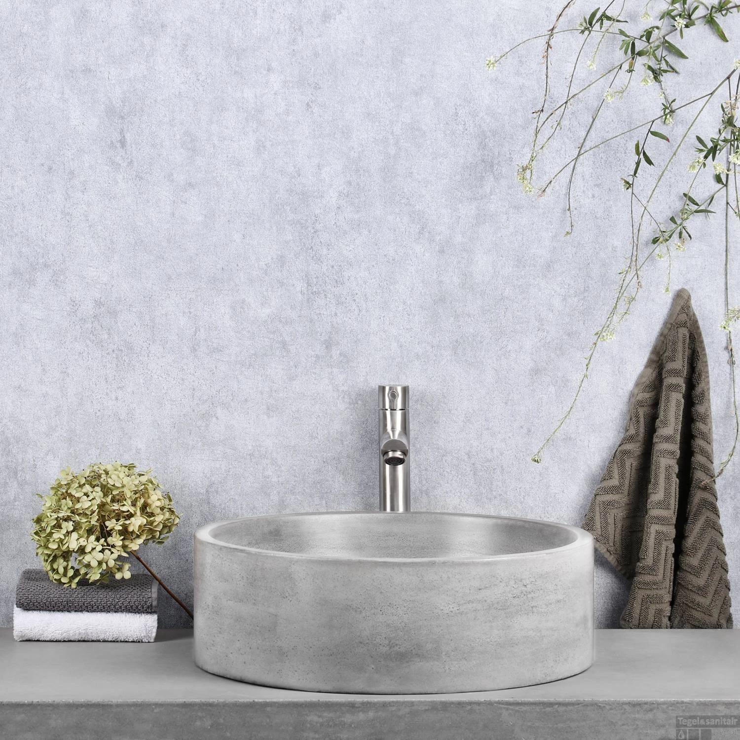 Waskom Differnz Marba Rond 42x42x13 Cm Beton Licht 3 Waskom Differnz Marba Rond 42x42x13 Cm Beton Licht