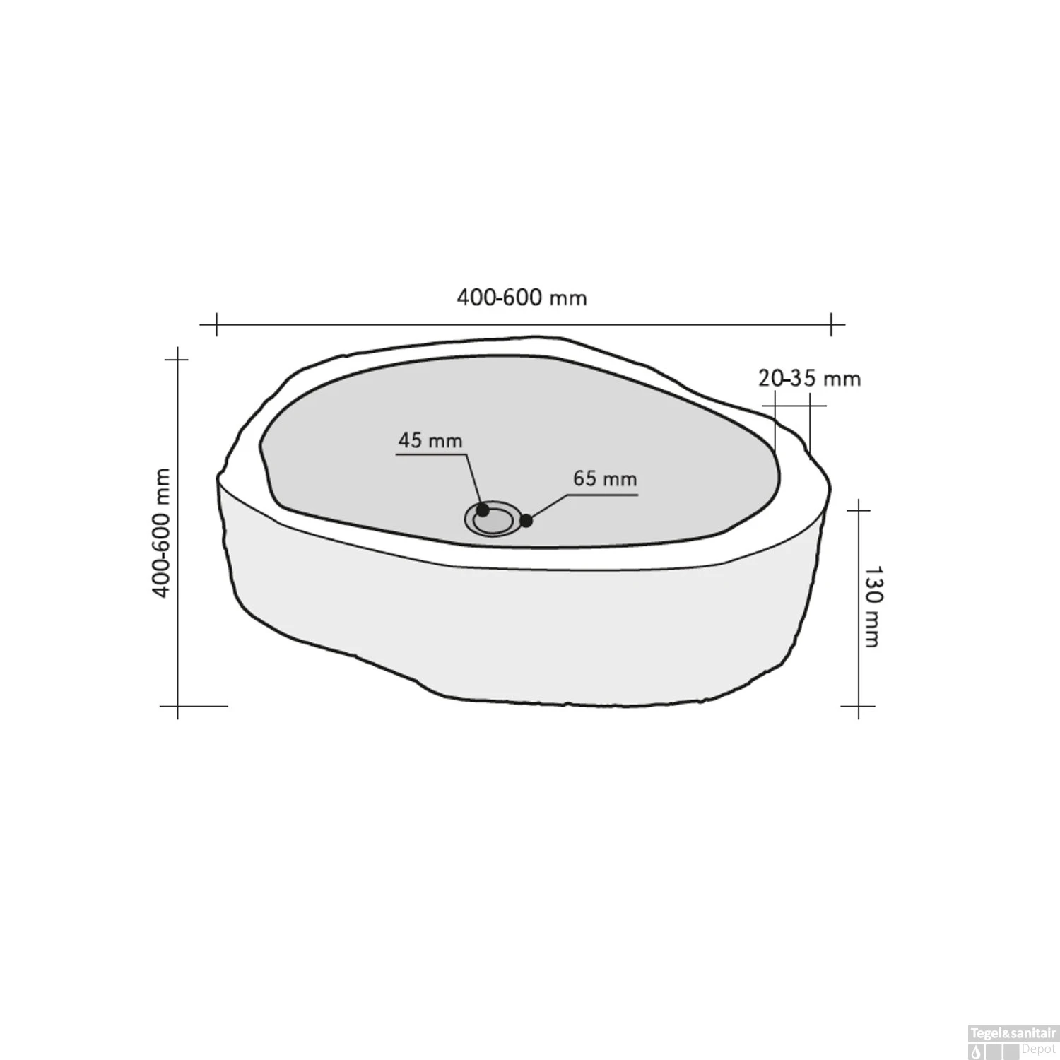 Waskom Imso Lavabo Pilar Stone Lava Steen 40x60x13cm 4 Waskom Imso Lavabo Pilar Stone Lava Steen 40x60x13cm - Afbeelding 2