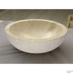 Waskom Imso Lavabo Rotondo Beige Grezzo Marmer 45x15cm