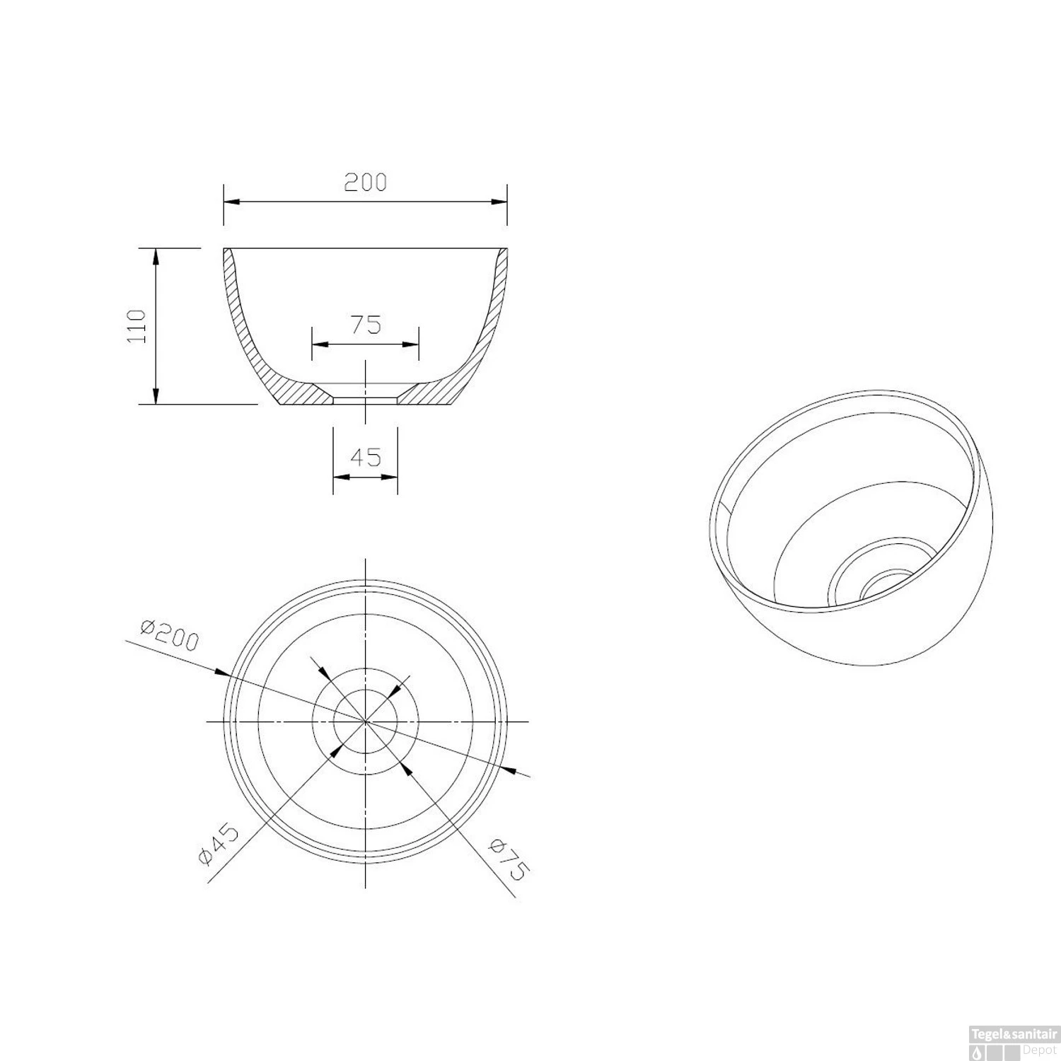 Waskom Opbouw Best Design Arezzo Solid Surface 20x11 Cm Grijs 5 Waskom Opbouw Best Design Arezzo Solid Surface 20x11 Cm Grijs - Afbeelding 3
