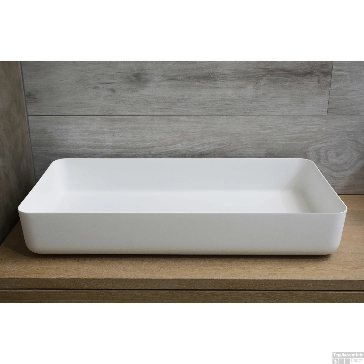 Waskom Opbouw Rechthoekig Luca Sanitair 80x40x13,5 Cm Solid Surface Mat Wit 4 Waskom Opbouw Rechthoekig Luca Sanitair 80x40x13,5 Cm Solid Surface Mat Wit - Afbeelding 2