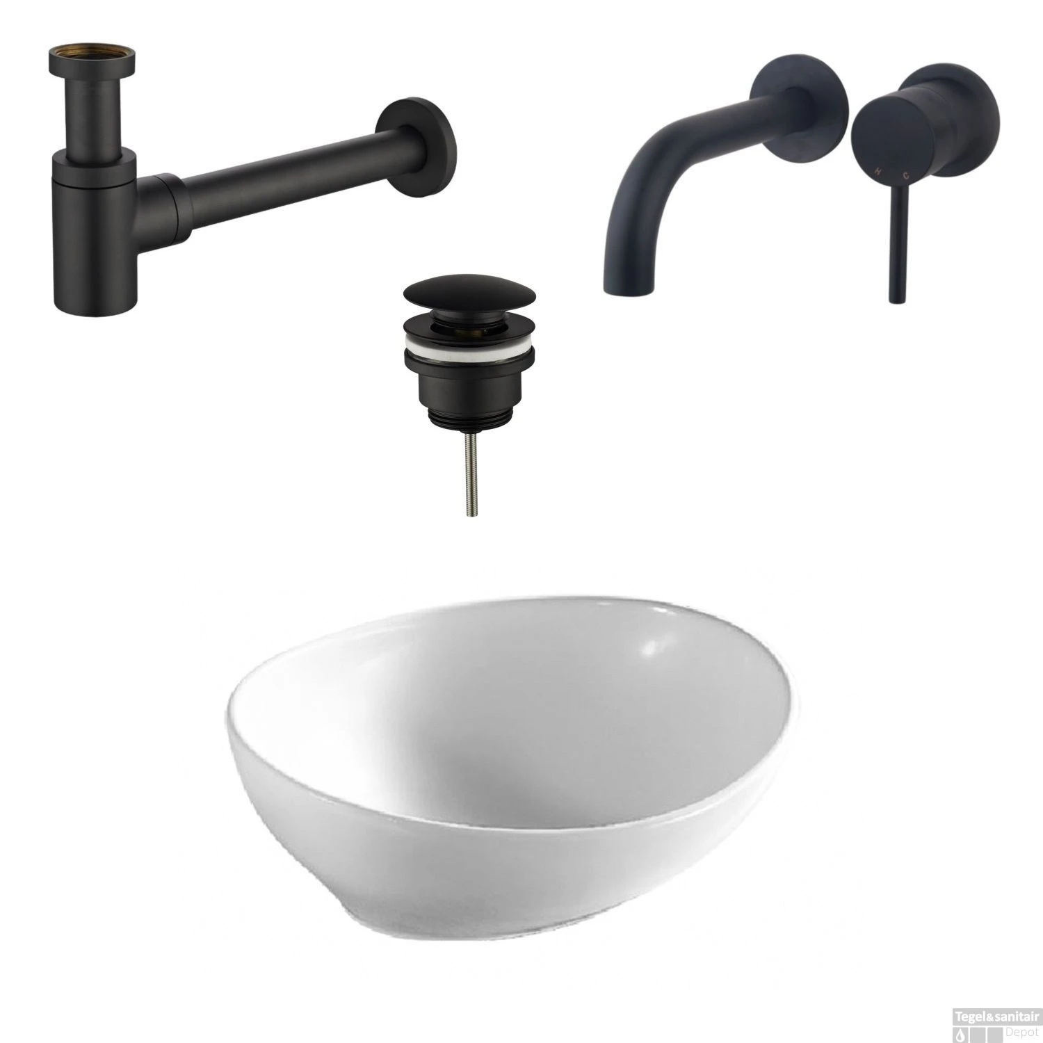 Waskomset Barco Incl Mat Zwarte Inbouwkraan Afvoer En Waste 12 Waskomset Barco Incl Mat Zwarte Inbouwkraan Afvoer En Waste - Afbeelding 10