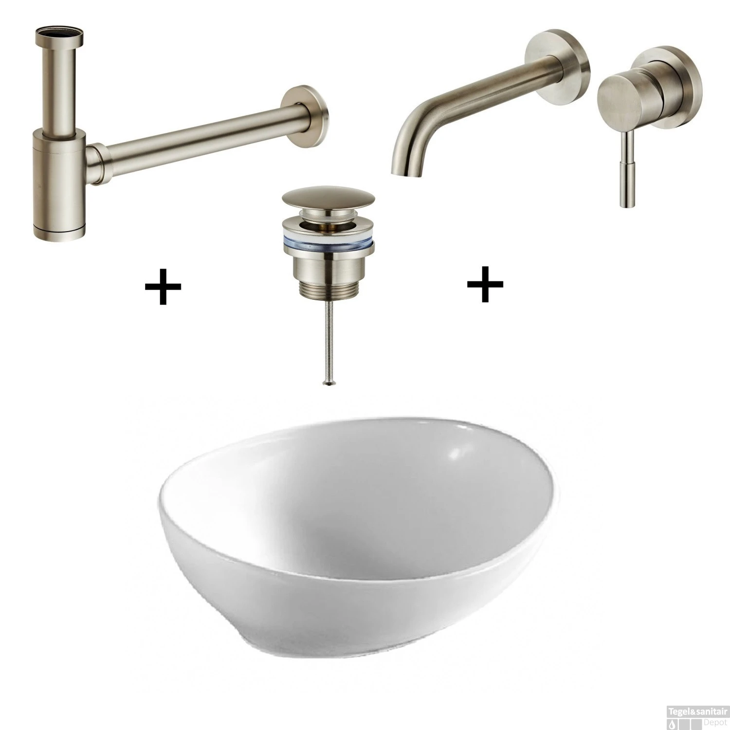 Waskomset Barco Incl RVS Inbouwkraan Afvoer En Waste 3 Waskomset Barco Incl RVS Inbouwkraan Afvoer En Waste