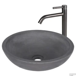 Waskomset Differnz Ravano Beton 40x12 Cm Antraciet Met Hoge Wastafelkraan Gunmetal