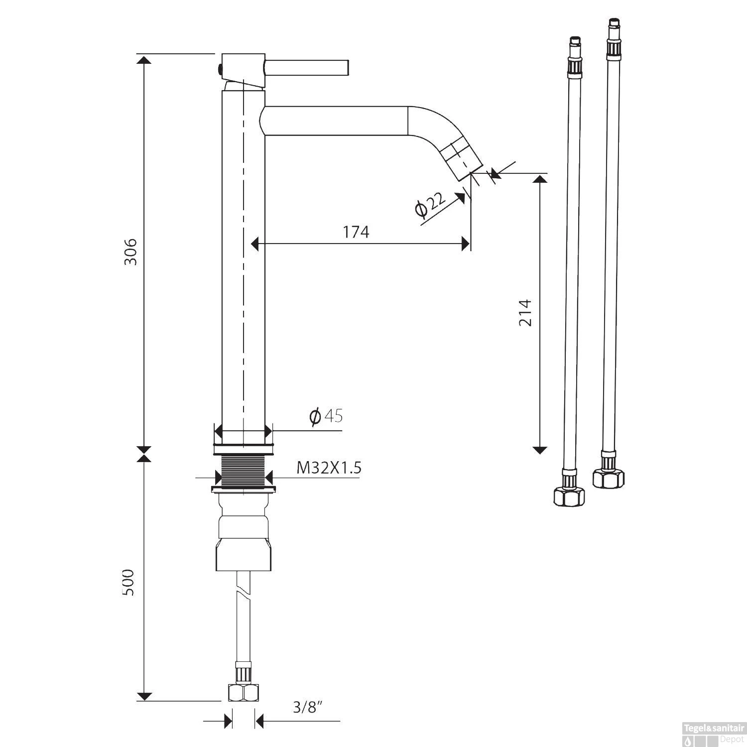Waskomset Differnz Ravano Beton 40x12 Cm Antraciet Met Hoge Wastafelkraan Mat Goud 7 Waskomset Differnz Ravano Beton 40x12 Cm Antraciet Met Hoge Wastafelkraan Mat Goud - Afbeelding 5