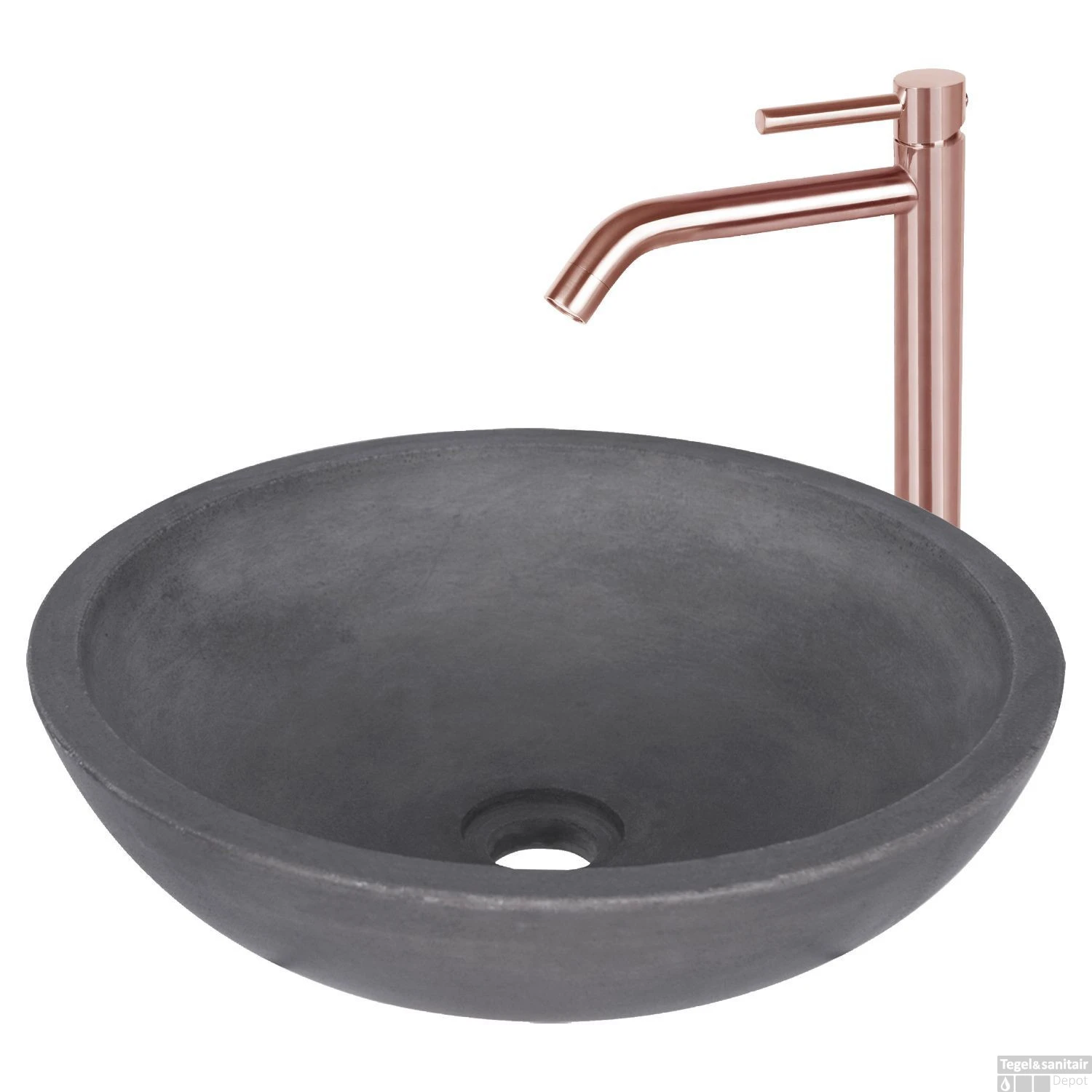 Waskomset Differnz Ravano Beton 40x12 Cm Antraciet Met Hoge Wastafelkraan Rood Koper 3 Waskomset Differnz Ravano Beton 40x12 Cm Antraciet Met Hoge Wastafelkraan Rood Koper