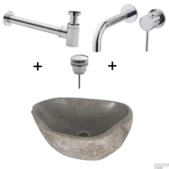 Waskomset Lombok Chroom (Incl Kraan Afvoer En Waste)