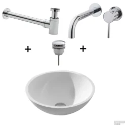 Waskomset Solidsurface Incl Chromen Inbouwkraan Afvoer En Waste