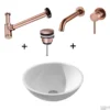 Waskomset Solidsurface Incl Geborsteld Koper Inbouwkraan Afvoer En Waste