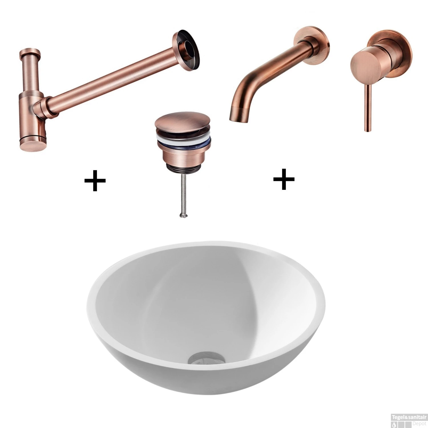 Waskomset Solidsurface Incl Geborsteld Koper Inbouwkraan Afvoer En Waste 3 Waskomset Solidsurface Incl Geborsteld Koper Inbouwkraan Afvoer En Waste