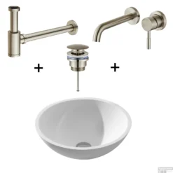 Waskomset Solidsurface Incl RVS Inbouwkraan Afvoer En Waste