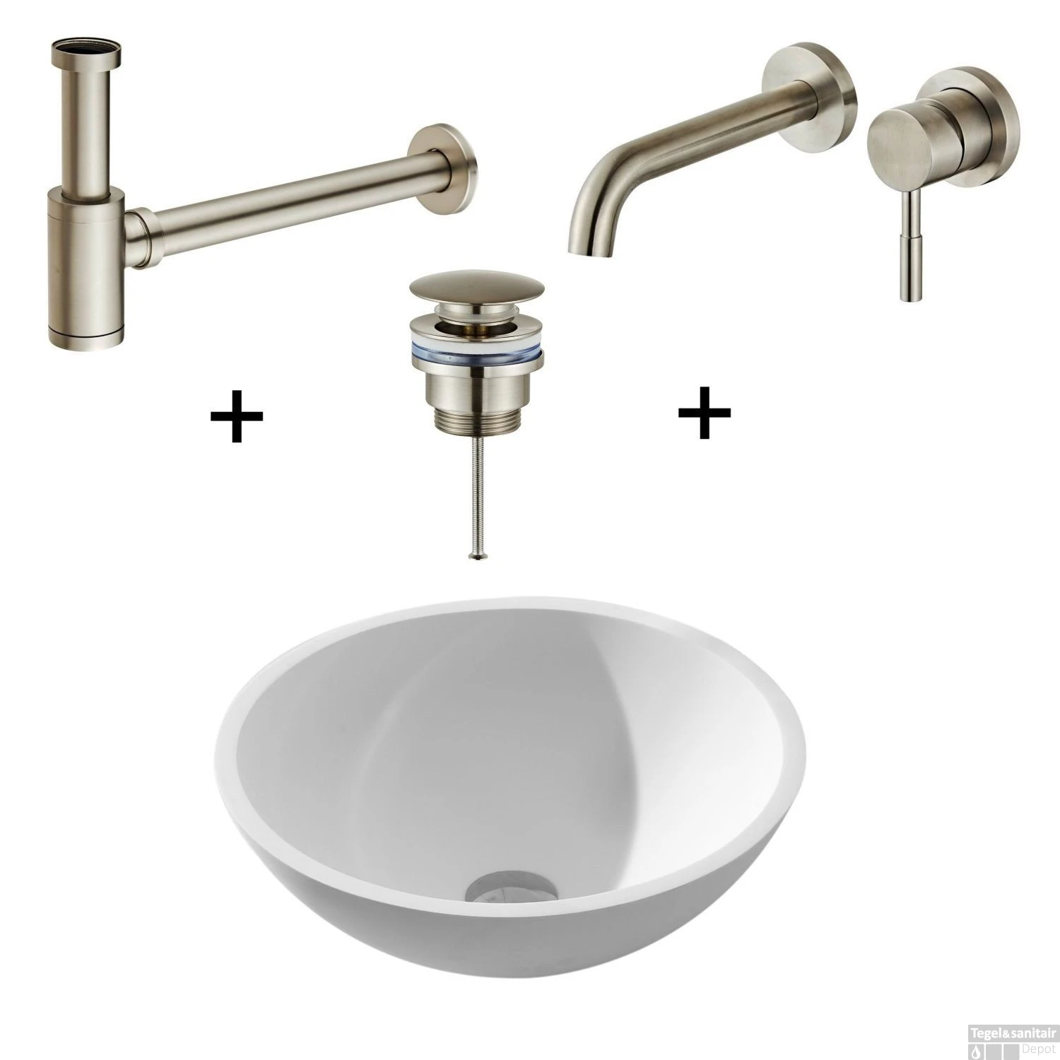 Waskomset Solidsurface Incl RVS Inbouwkraan Afvoer En Waste 3 Waskomset Solidsurface Incl RVS Inbouwkraan Afvoer En Waste