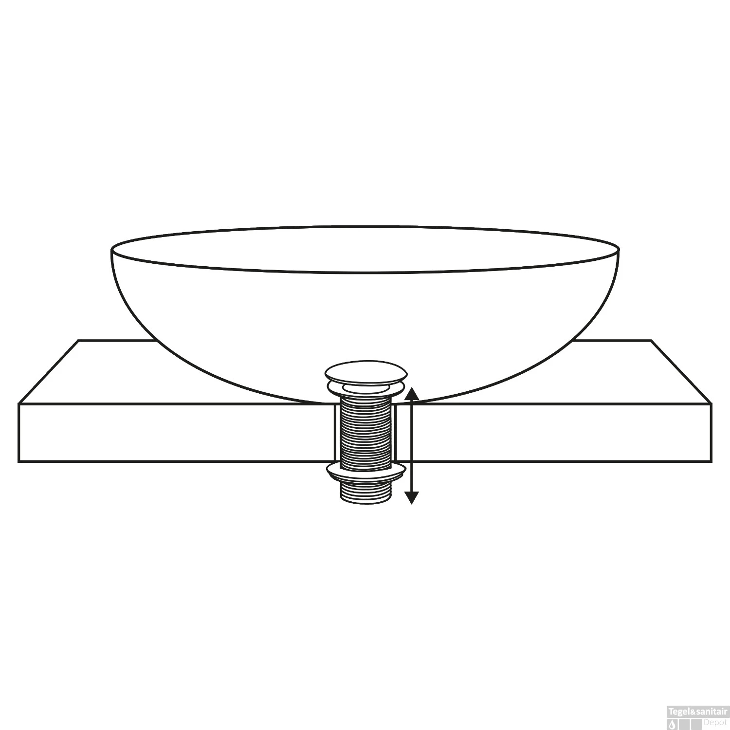 Wastafel Afvoerplug Differnz Always Open 10 Cm Mat Goud - Afbeelding 3