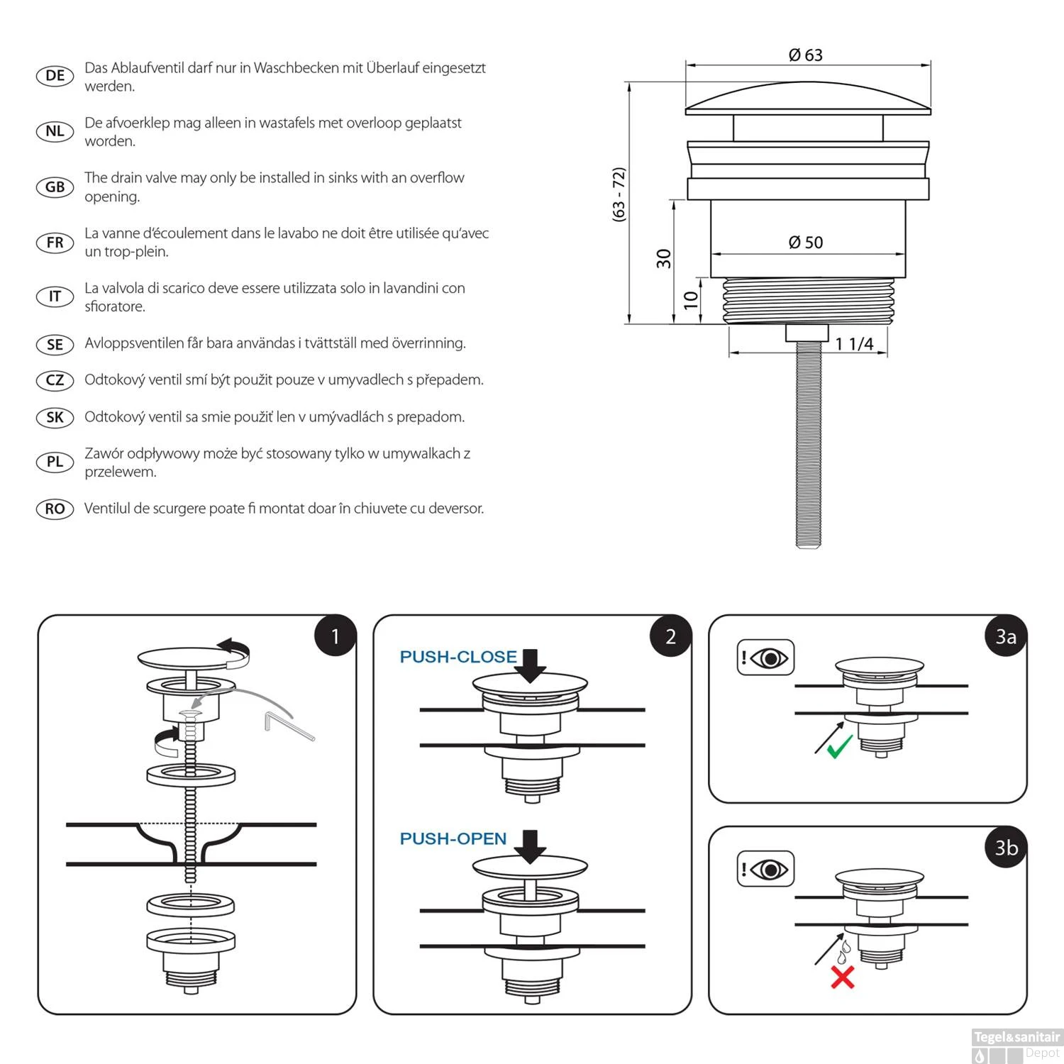Wastafel Afvoerplug Differnz Pop Up 7 Cm Mat Zwart 4 Wastafel Afvoerplug Differnz Pop Up 7 Cm Mat Zwart - Afbeelding 2