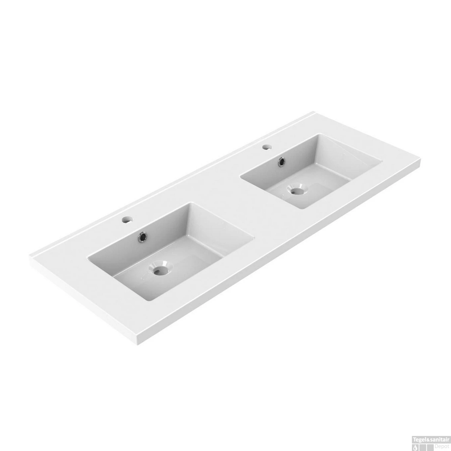 Wastafel Dubbel Allibert Tobi 120,5x46,2x3,5 Cm Met Kraangaten En Overloop Porselein Glanzend Wit 3 Wastafel Dubbel Allibert Tobi 120,5x46,2x3,5 Cm Met Kraangaten En Overloop Porselein Glanzend Wit