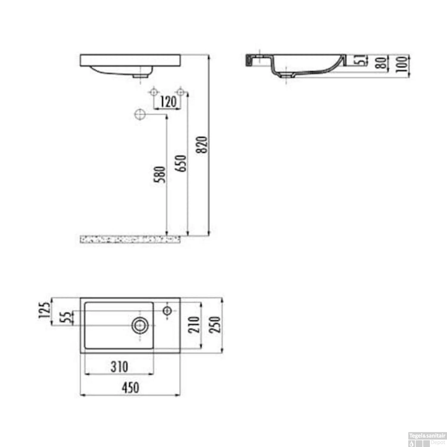 Wastafel Boss & Wessing Elmas 25x45 Cm Keramiek Wit 4 Wastafel Boss & Wessing Elmas 25x45 Cm Keramiek Wit - Afbeelding 2