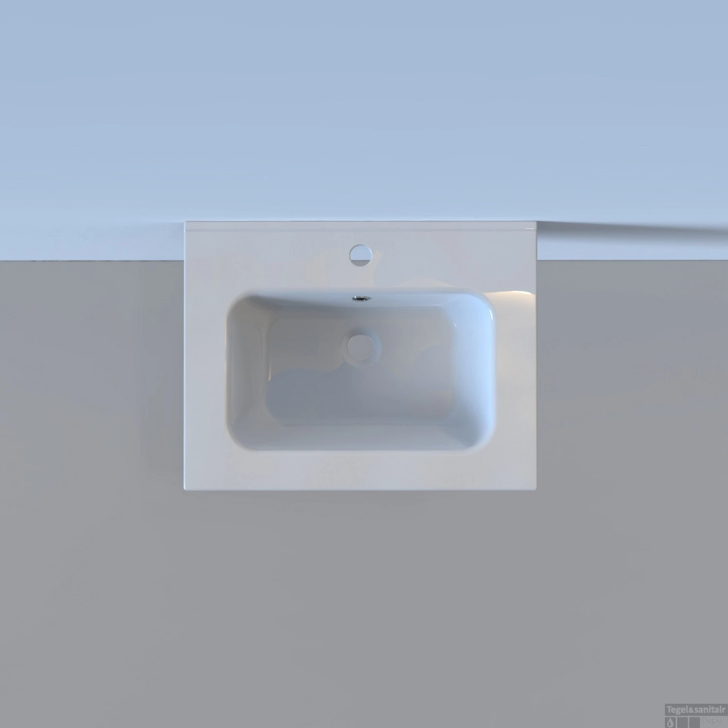 Wastafel Boss & Wessing Pakaru 61x46,5x17 Glans Wit (1 Kraangat) 5 Wastafel Boss & Wessing Pakaru 61x46,5x17 Glans Wit (1 Kraangat) - Afbeelding 3