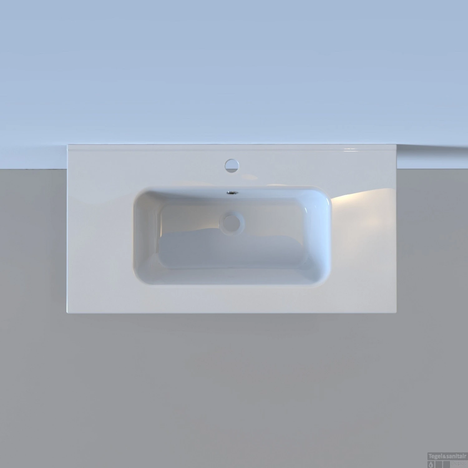 Wastafel Boss & Wessing Pakaru 91x46,5x17 Glans Wit (1 Kraangat) 5 Wastafel Boss & Wessing Pakaru 91x46,5x17 Glans Wit (1 Kraangat) - Afbeelding 3