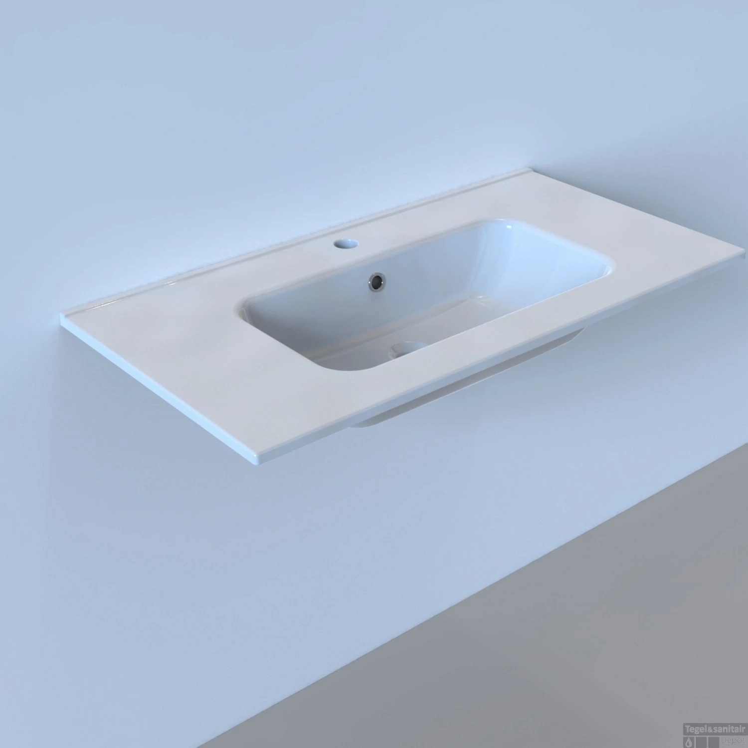 Wastafel Boss & Wessing Pakaru 91x46,5x17 Glans Wit (1 Kraangat) 3 Wastafel Boss & Wessing Pakaru 91x46,5x17 Glans Wit (1 Kraangat)