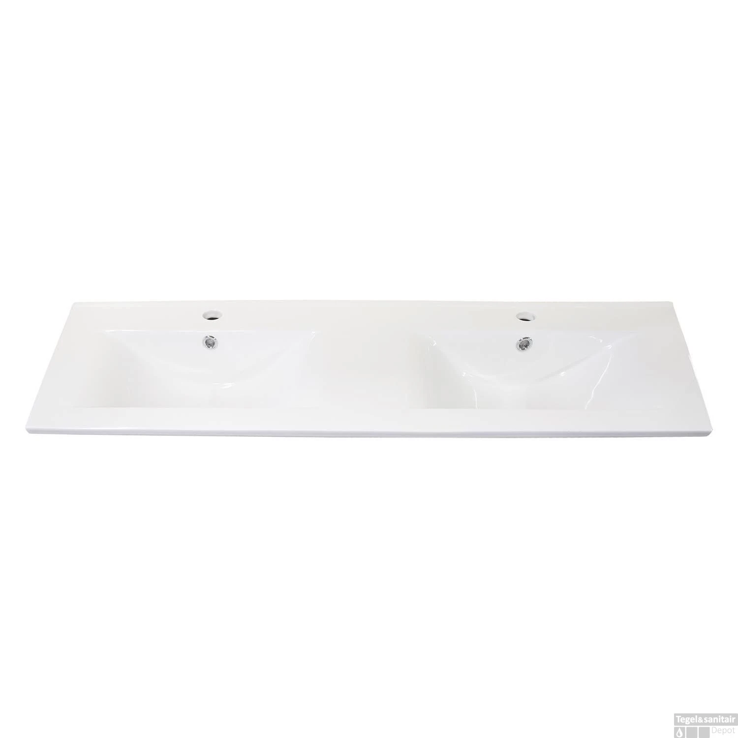 Wastafel Differnz Style 120 Cm 2 Kraangaten Wit 3 Wastafel Differnz Style 120 Cm 2 Kraangaten Wit