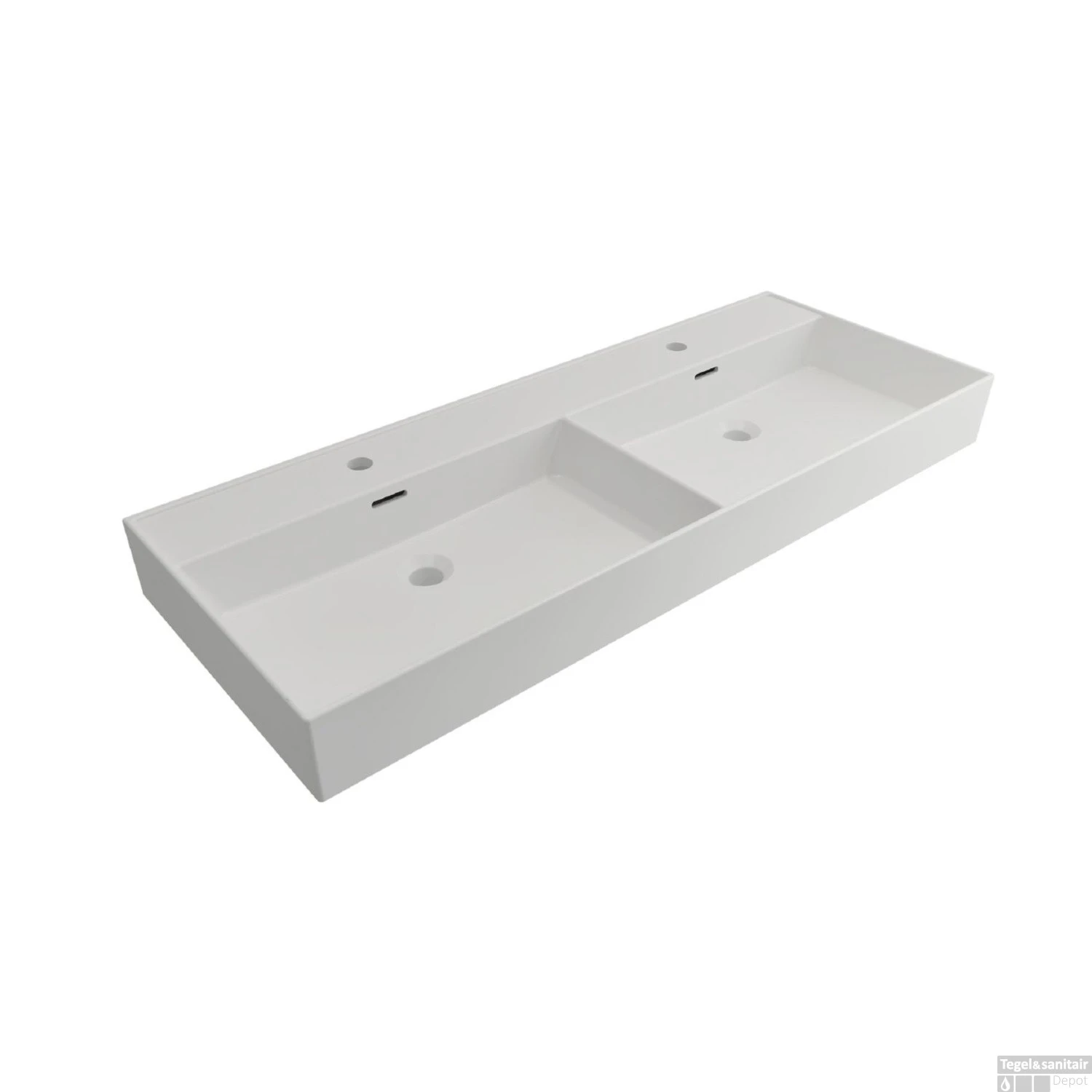 Wastafel Dubbel Plieger Kansas 2 Kraangaten Met Overloop 120x46,6 Cm (3 Verschillende Kleuren) 4 Wastafel Dubbel Plieger Kansas 2 Kraangaten Met Overloop 120x46,6 Cm (3 Verschillende Kleuren) - Afbeelding 2