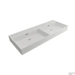 Wastafel Dubbel Plieger Kansas Zonder Kraangat 120x46,6 Cm Met Overloop Mat Wit