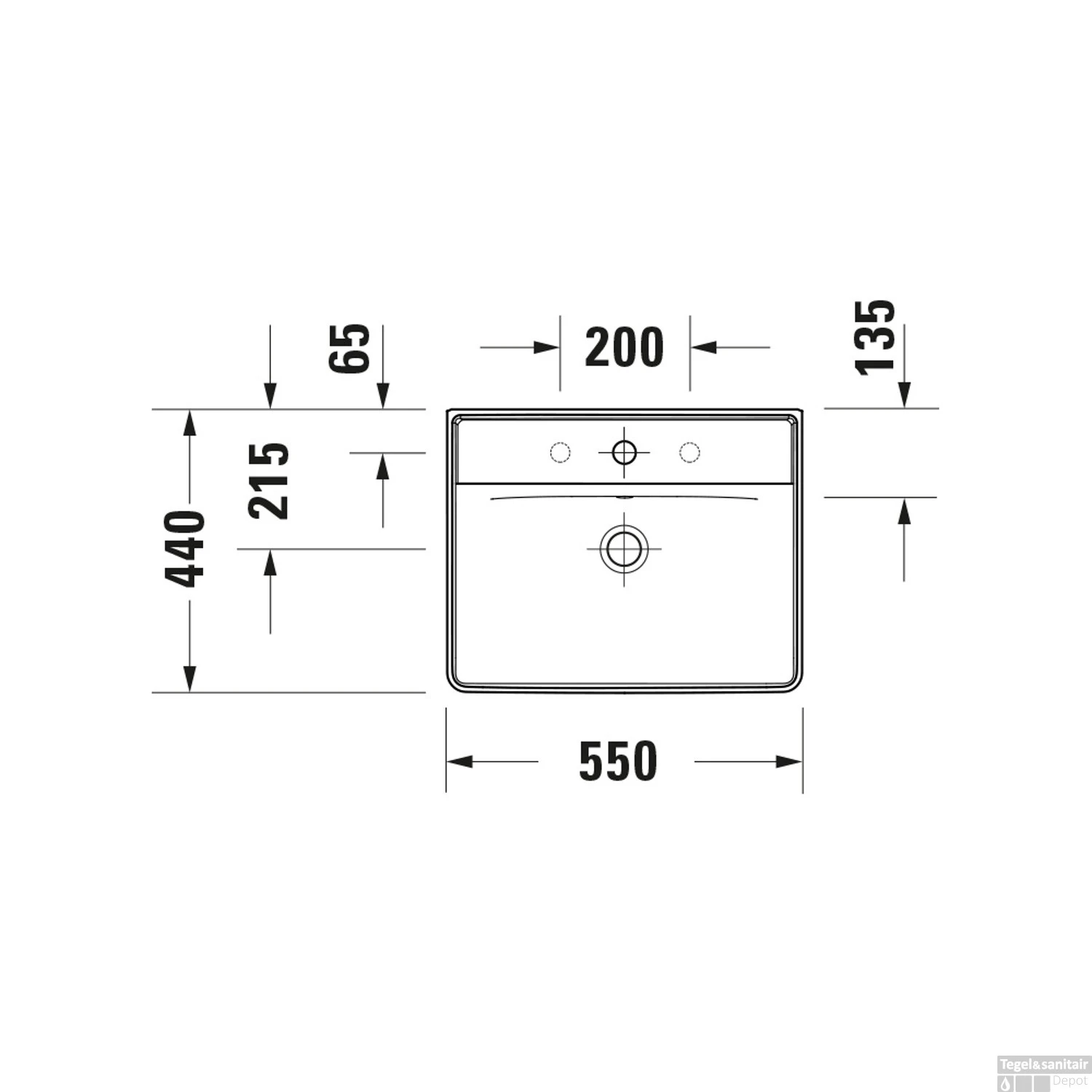 Wastafel Duravit D-Neo Met Overloop Kraanvlak Zonder Kraangat 55 Cm Hoogglans Wit - Afbeelding 3