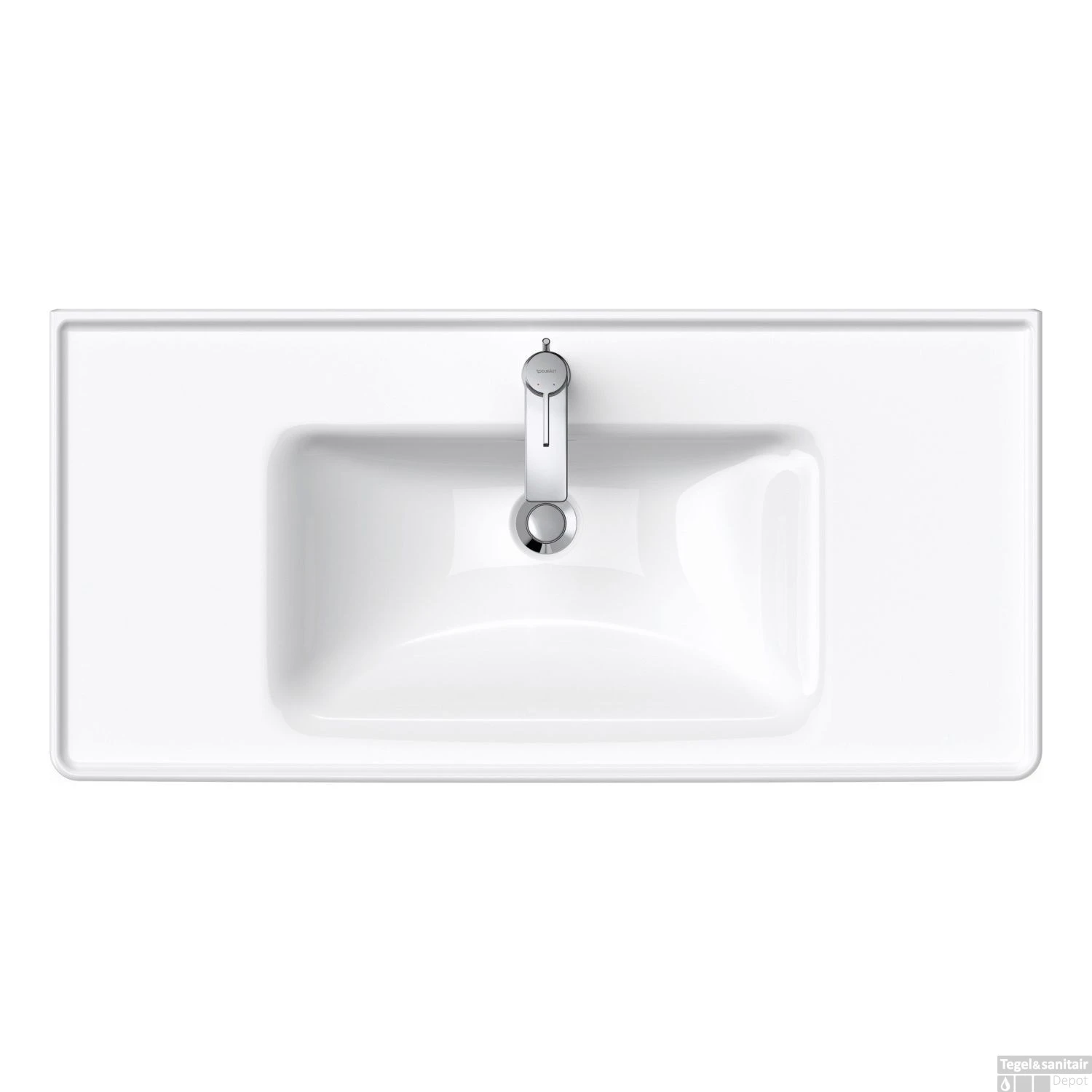 Wastafel Duravit D-Neo WonderGliss Met Overloop Kraanvlak 1 Kraangat 100.5 Cm Hoogglans Wit - Afbeelding 2