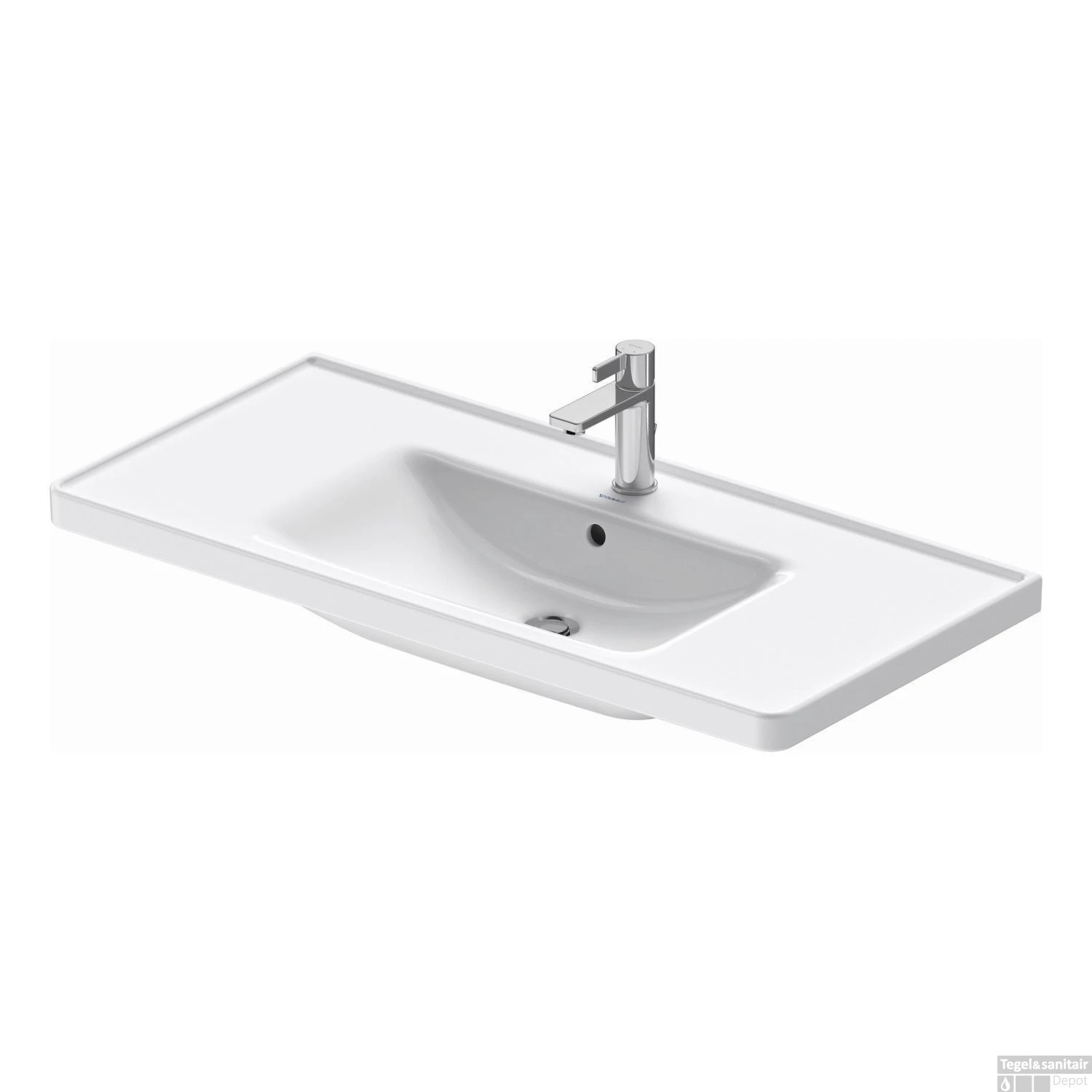 Wastafel Duravit D-Neo WonderGliss Met Overloop Kraanvlak 1 Kraangat 100.5 Cm Hoogglans Wit