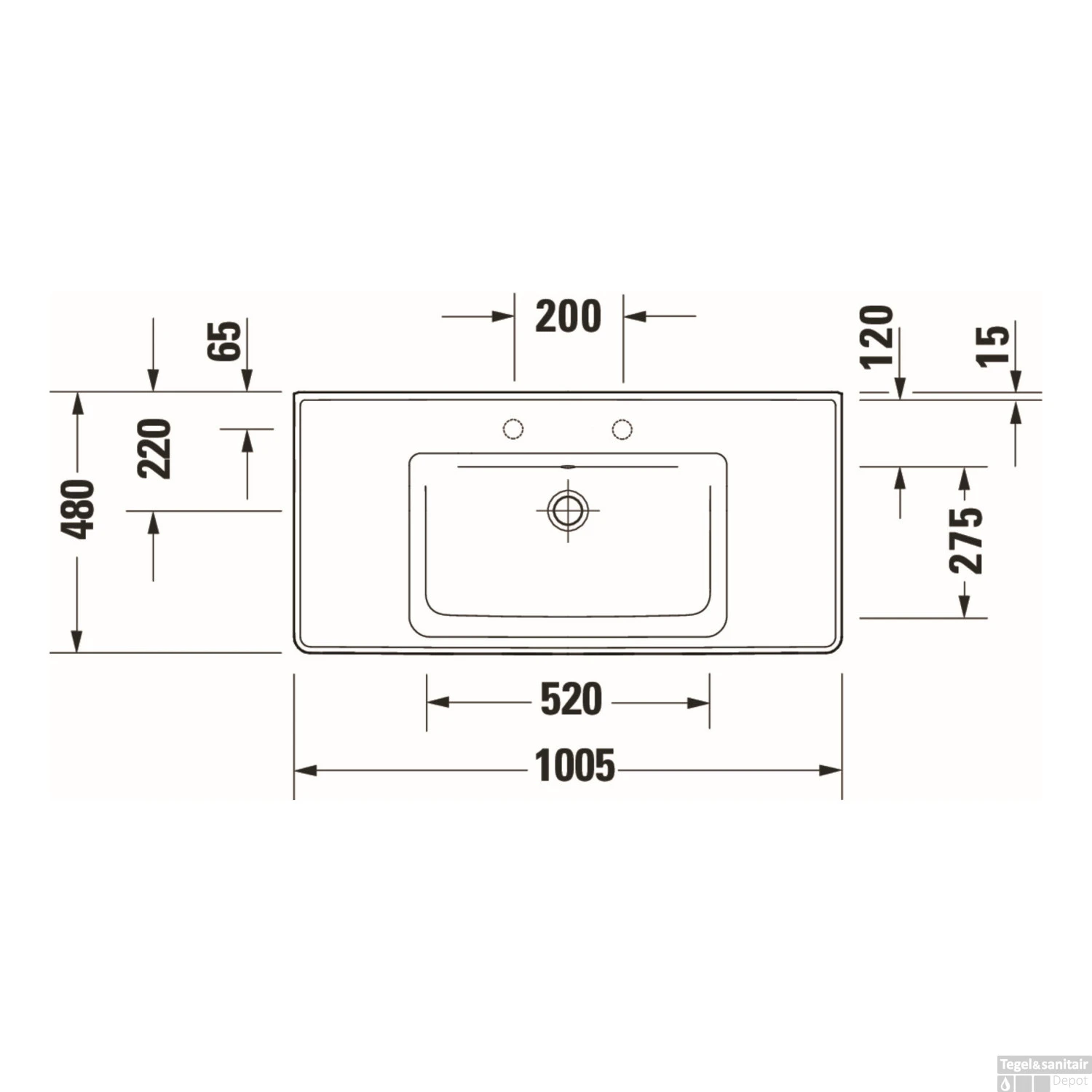 Wastafel Duravit D-Neo WonderGliss Met Overloop Kraanvlak Zonder Kraangat 100.5 Cm Hoogglans Wit 5 Wastafel Duravit D-Neo WonderGliss Met Overloop Kraanvlak Zonder Kraangat 100.5 Cm Hoogglans Wit - Afbeelding 3