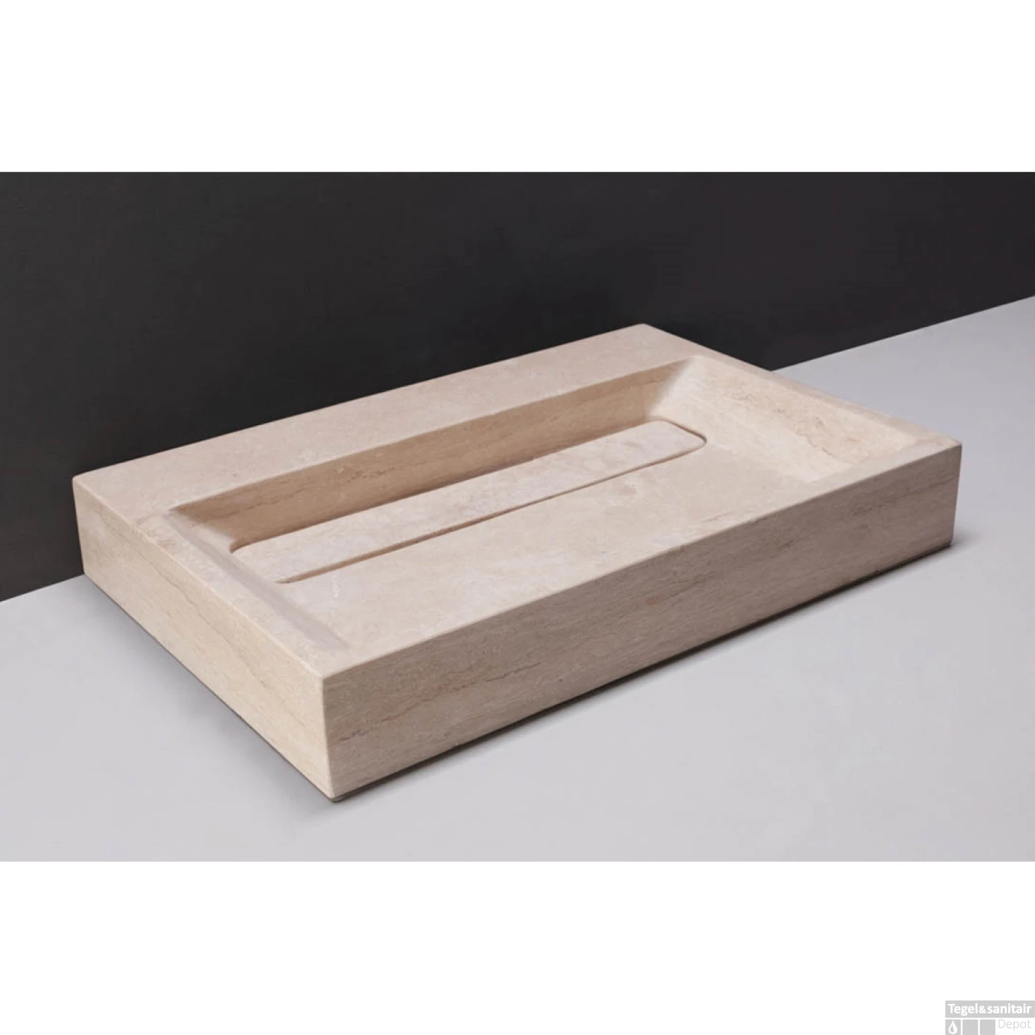 Wastafel Forzalaqua Bellezza Travertin Gezoet 80,5x51,5x9 Cm 1 Kraangat 3 Wastafel Forzalaqua Bellezza Travertin Gezoet 80,5x51,5x9 Cm 1 Kraangat