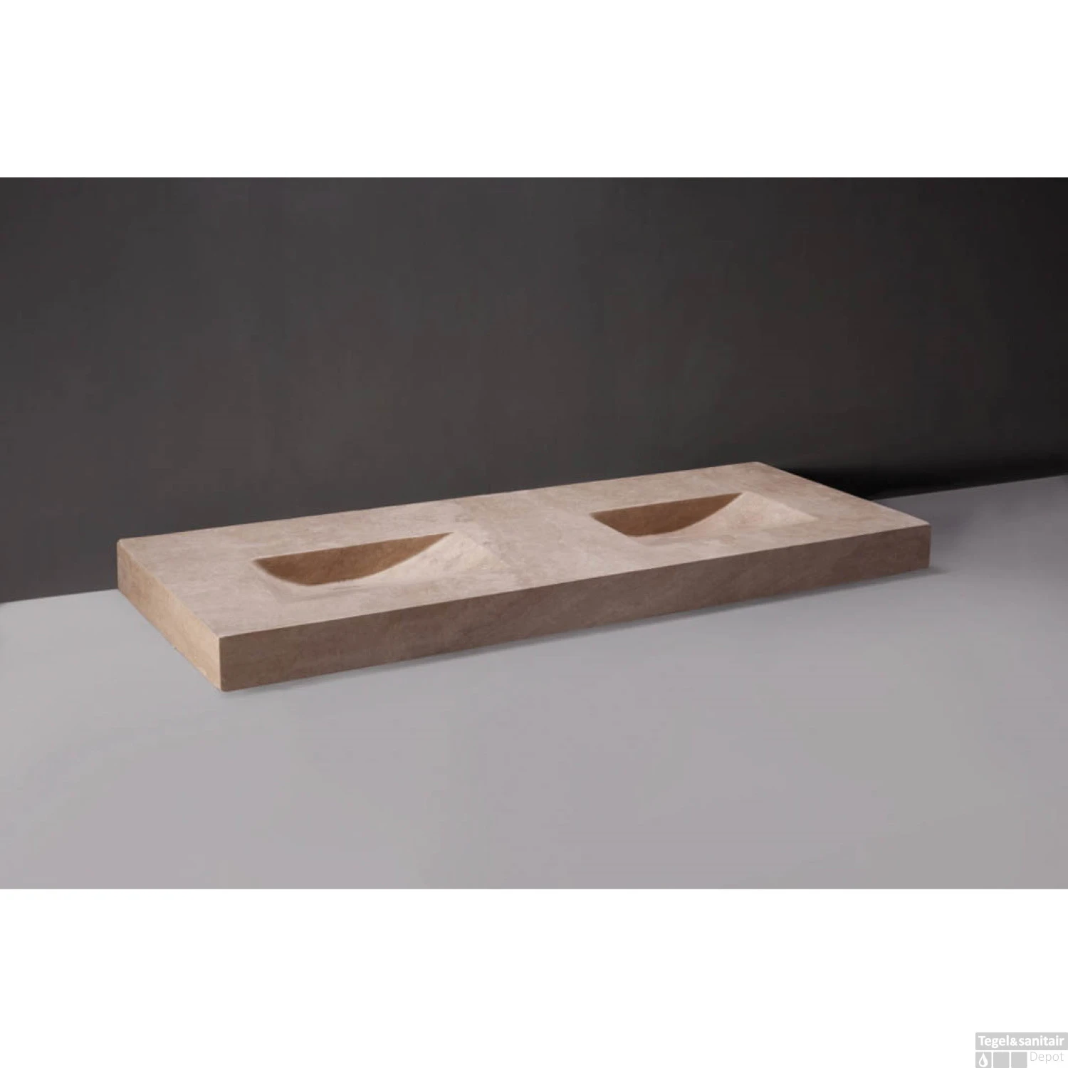 Wastafel Forzalaqua Napoli II Travertin Gezoet 160x60x9 Cm Zonder Kraangat