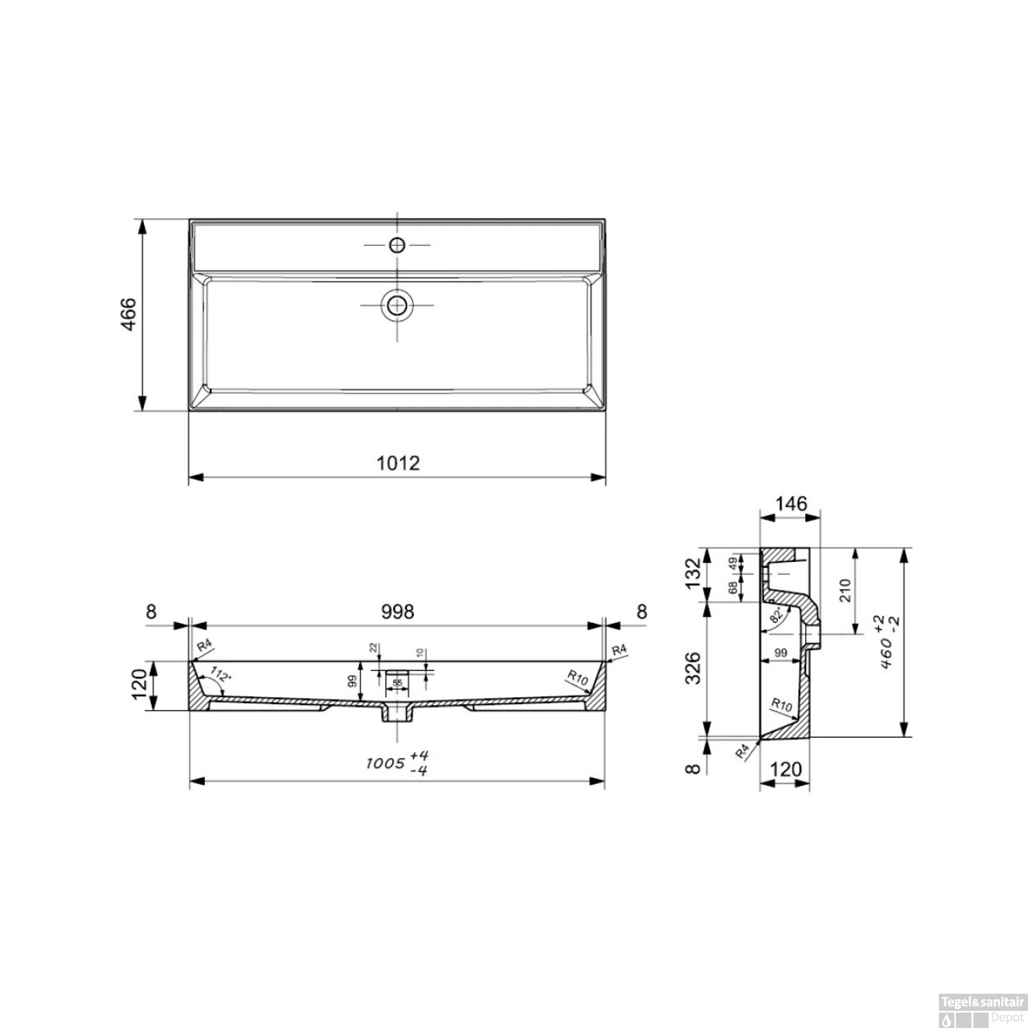 Wastafel Plieger Kansas 1 Kraangat 100x46,6 Cm Met Overloop Mat Zwart 4 Wastafel Plieger Kansas 1 Kraangat 100x46,6 Cm Met Overloop Mat Zwart - Afbeelding 2