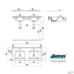 Wastafel Sanicare Dubbel Q1 Twee Kraangaten 120x45 Cm Keramisch Wit (exclusief Meubel) -Goedkope Stijl Baden Winkel wastafel sanicare dubbel q1 twee kraangaten 120x46 cm keramisch wit tech
