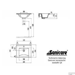 Wastafel Sanicare Q6 Inclusief Kraangat En Overloop 60x45cm Keramisch Wit (exclusief Meubel) -Goedkope Stijl Baden Winkel wastafel sanicare q6 inclusief kraangat en overloop 60x45cm tech