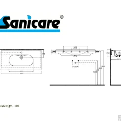 Wastafel Sanicare Q9 Inclusief Kraangat En Overloop 100x47cm Keramisch Wit (exclusief Meubel) -Goedkope Stijl Baden Winkel wastafel sanicare q9 inclusief kraangat en overloop 100x47cm tech