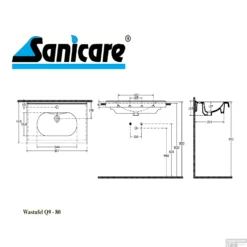 Wastafel Sanicare Q9 Inclusief Kraangat En Overloop 80x47cm Keramisch Wit (exclusief Meubel) -Goedkope Stijl Baden Winkel wastafel sanicare q9 inclusief kraangat en overloop 80x47cm tech