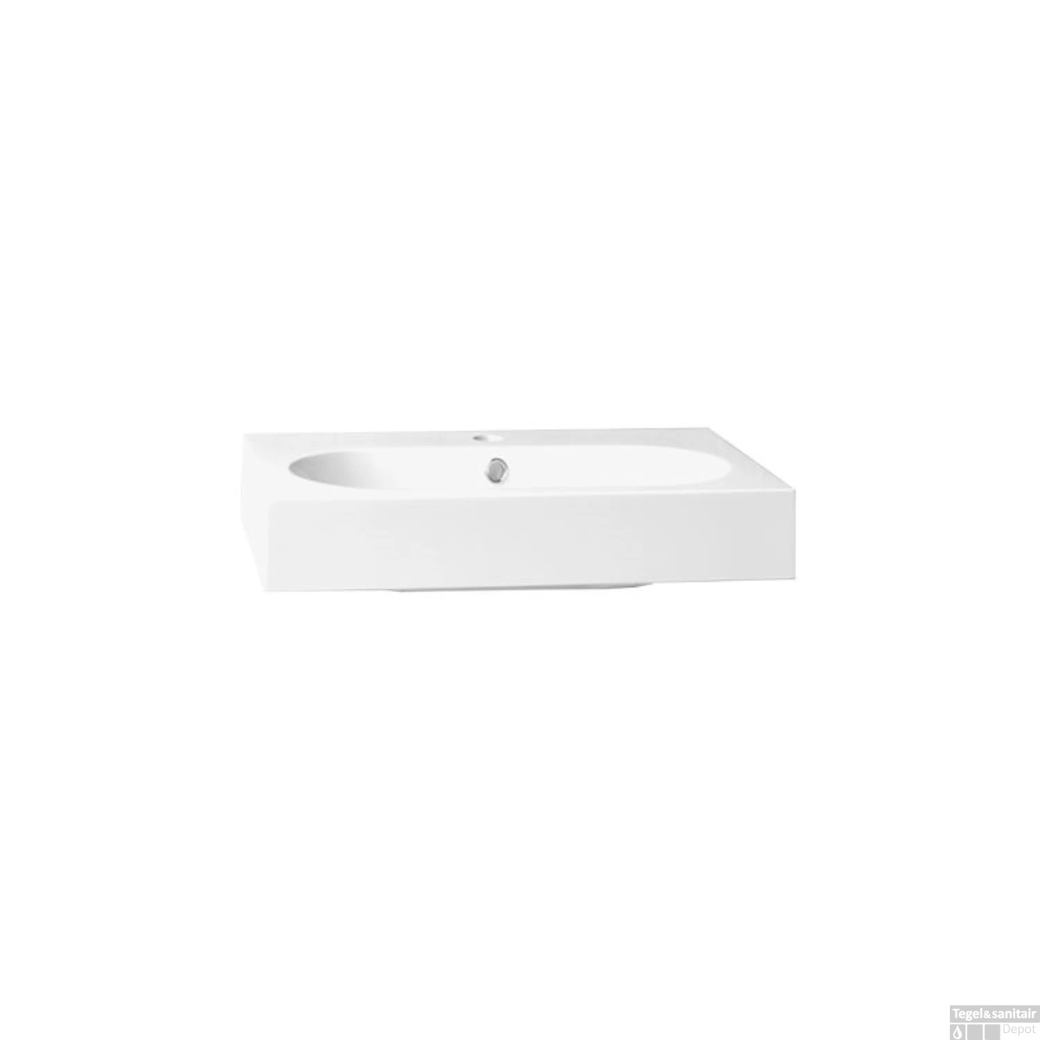 Wastafel Sanilux Compact Line Mineraalmarmer 1 Kraangat En Overloop 60 Cm Wit 4 Wastafel Sanilux Compact Line Mineraalmarmer 1 Kraangat En Overloop 60 Cm Wit - Afbeelding 2