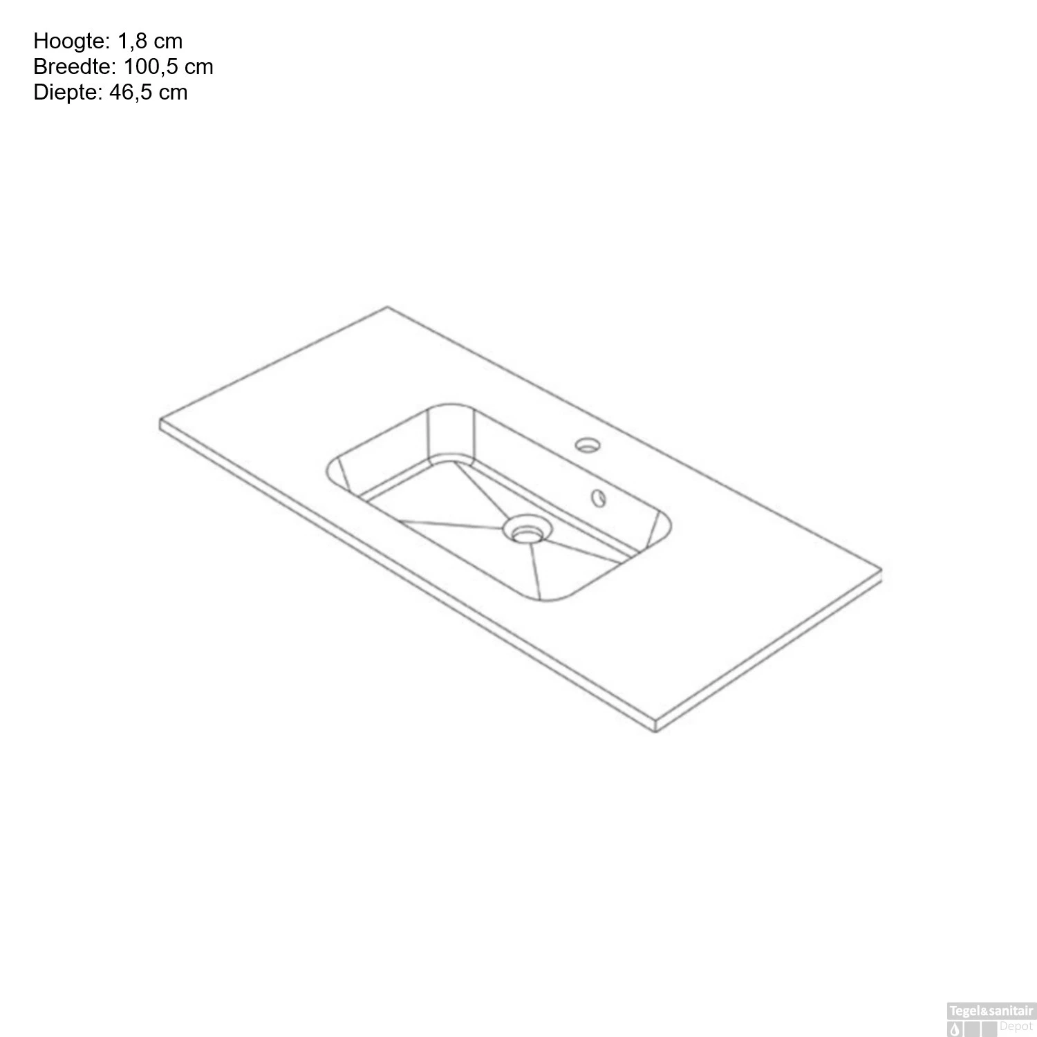 Wastafel Allibert Style 100,5x1,8x46,5 Cm Mat Wit 4 Wastafel Allibert Style 100,5x1,8x46,5 Cm Mat Wit - Afbeelding 2