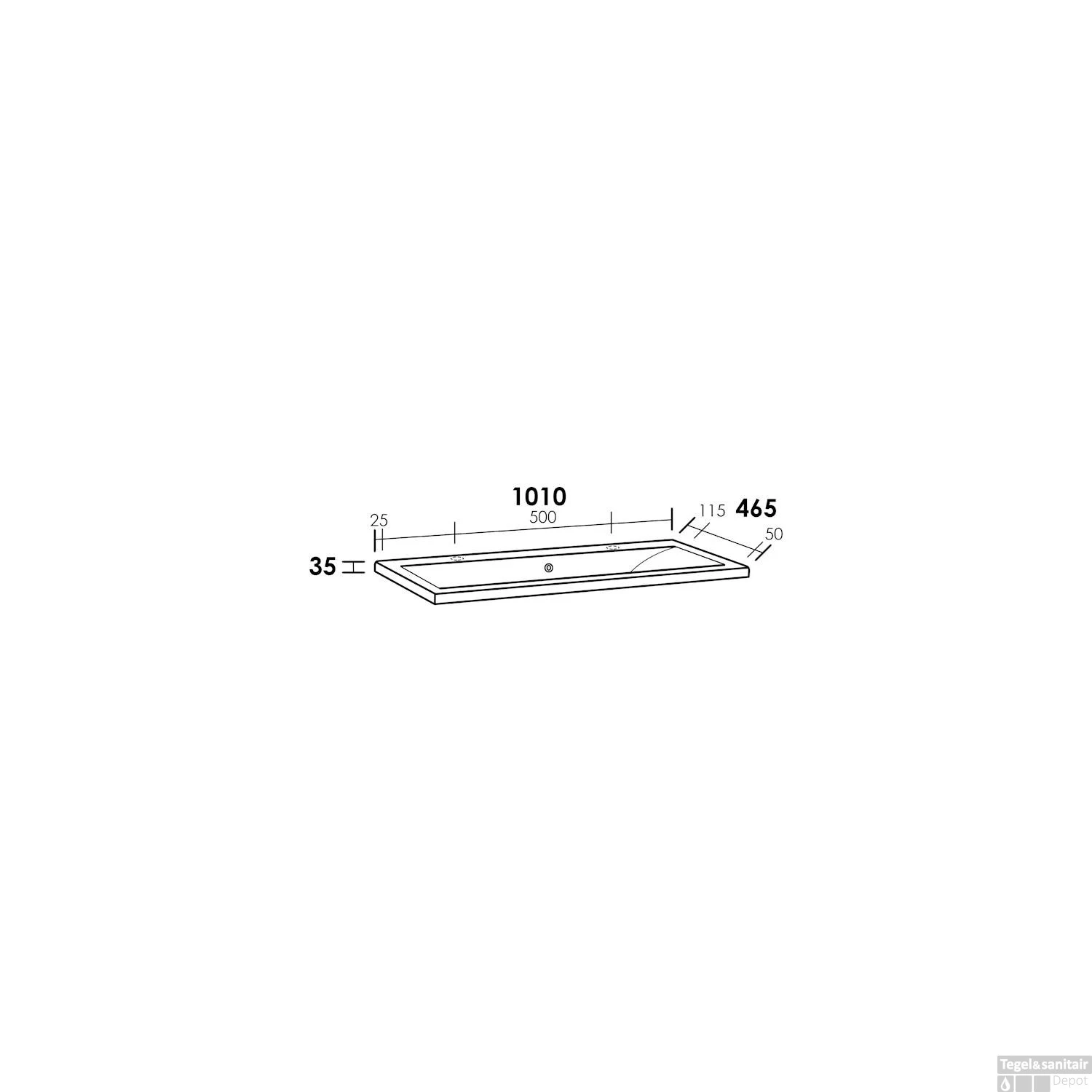 Wastafelblad Exclusive Line 100 Bari 1 Kraangat 5 Wastafelblad Exclusive Line 100 Bari 1 Kraangat - Afbeelding 3