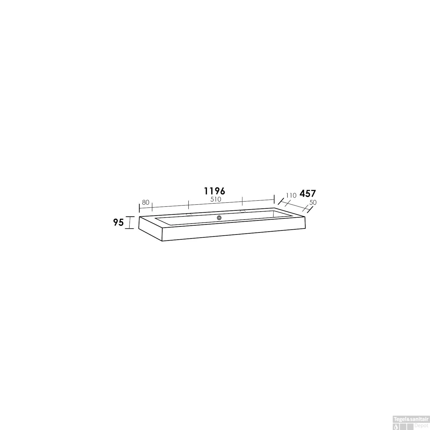 Wastafelblad Exclusive Line 120-1 Florence 'Trog' 2 Kraangaten 10 Wastafelblad Exclusive Line 120-1 Florence 'Trog' 2 Kraangaten - Afbeelding 8